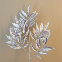 Glitter Ficus Leaves Silver 68cm - X20052