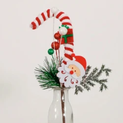 Santa and Candy Cane Pick 27cm - X25034 BAY4C