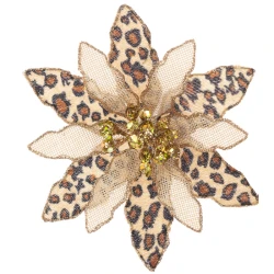 Animal Print Poinsettia on Clip Tree Decoration - X21048 BAY1B