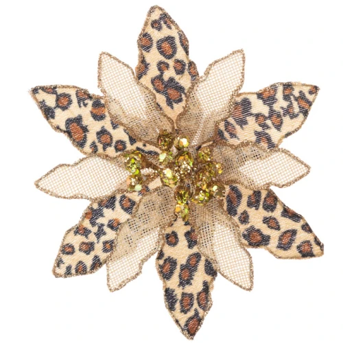 Animal Print Poinsettia on Clip Tree Decoration - X21048 BAY1B