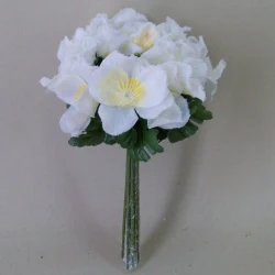 Artificial Christmas Roses Posy (Hellebores) White Frosted - 15X056 