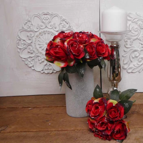 Artificial Rose Buds Posy Red Sparkle - X22007 BAY4B
