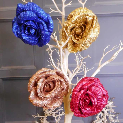 Christmas Clip on Glitter Rose Gold 16cm - X22048 