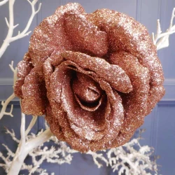 Christmas Clip on Glitter Rose Pink 16cm - X22050