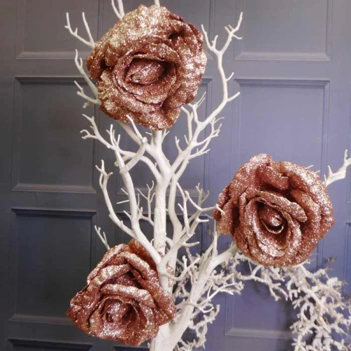 Christmas Clip on Glitter Rose Pink 16cm - X22050