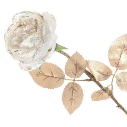 Christmas Flowers | Glitter Rose White 55cm - X22029 