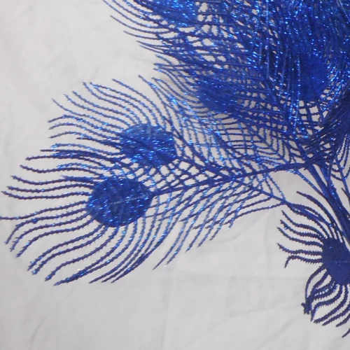 Glitter Peacock Feathers Blue 93cm - X23027