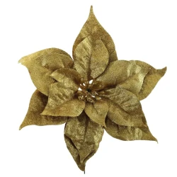 Sparkle Finish Poinsettia Pick Gold 24cm - X25009