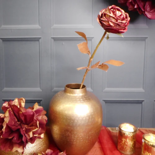 Christmas Flowers | Glitter Rose Burgundy 55cm - X22030 