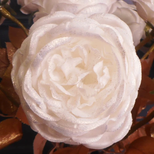 Christmas Flowers | Glitter Rose White 55cm - X22029 