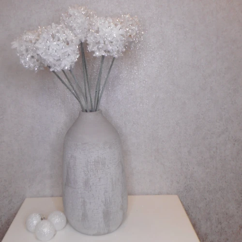 62cm White Glitter Allium  - X23004 BAY4B