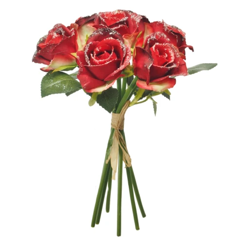 Artificial Rose Buds Posy Red Sparkle - X22007 BAY4B