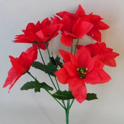 Poinsettia Bush Red 7 Flowers - 18X070 BAY2B
