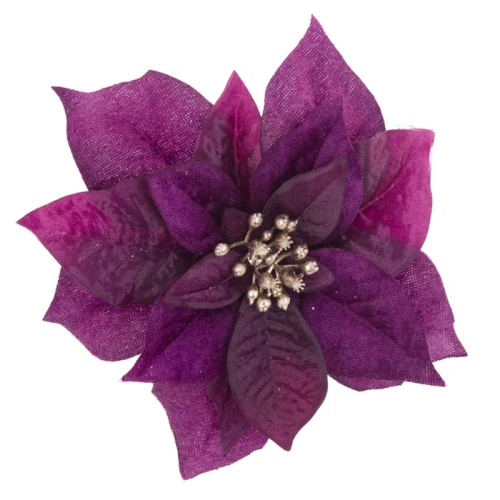 17cm Poinsettia on Clip Magenta Pink - X21085 BAY2B