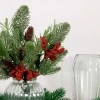 Christmas Flower Arrangements | Red Berries and Pine Cones in Ribbed Vase - X25036 PR1C