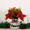 Christmas Flower Arrangements | Red Poinsettias and Berries in Silver Vase - X22001 PR1C