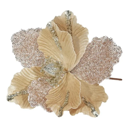 Velvet Magnolia on Short Stem Champagne Gold 26cm - X25007