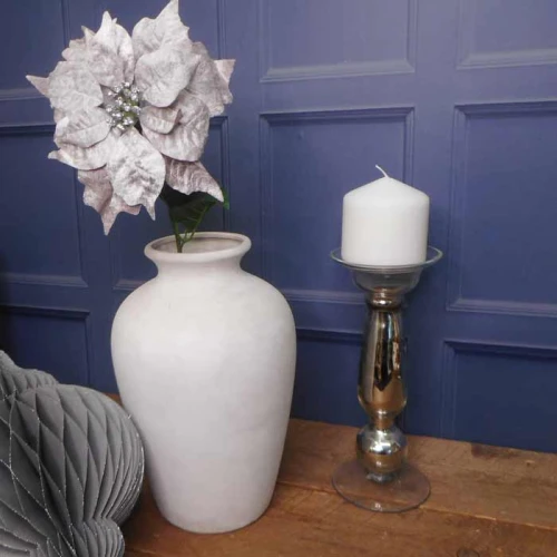 64cm Grey Velvet Poinsettia  - X22009