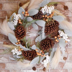 Artificial Eucalyptus and Pampas Wreath 60cm - X23031 BAY4A
