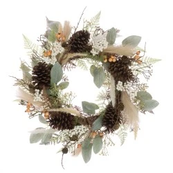 Artificial Eucalyptus and Pampas Wreath 60cm - X23031 BAY4A