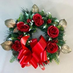 Artificial Poinsettias Wreath Red 36cm - X25081