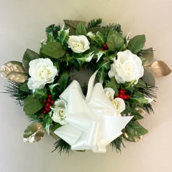 Artificial Poinsettias Wreath Red 36cm - X25081
