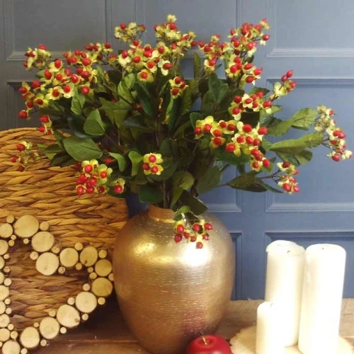 Artificial Hypericum Berries Red 60cm - H138 G3