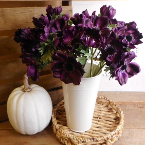 Artificial Anemones Aubergine Plum 45cm - A116 A2