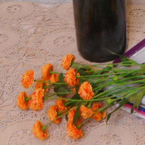 Artificial Button Asters Orange 58cm - A113 A3