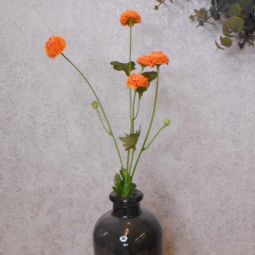 Artificial Button Asters Orange 58cm - A113 A3