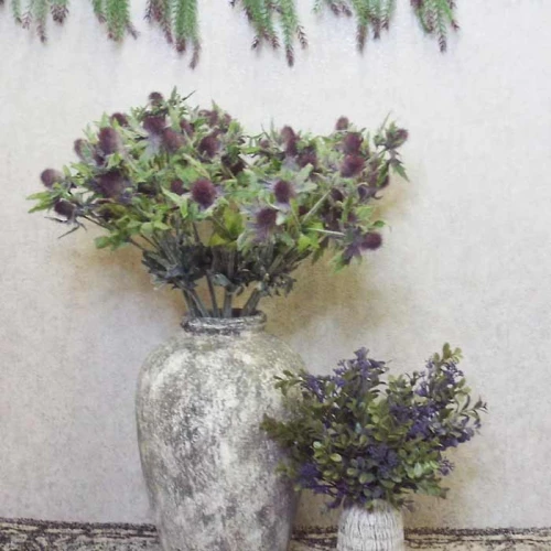 Artificial Boxwood Plants with Purple Buds 39cm - BOX006 JJ2