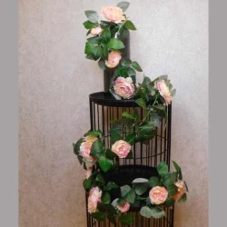Artificial Camellias Garland Coral Pink Peach 180cm - C026 A4