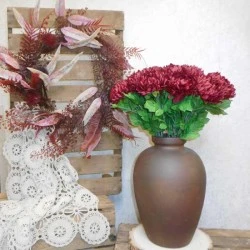 Artificial Chrysanthemums Dark Red 57cm - C175 D2