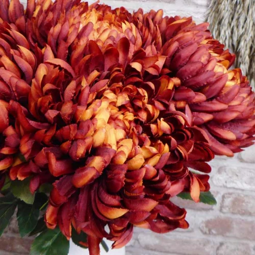 Artificial Bloom Chrysanthemum Red Orange 73cm - C015 C2