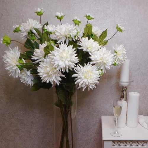 Artificial Dahlias Spray Creamy White 102cm - D200 CC3