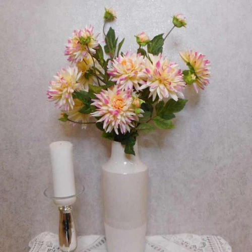 Artificial Dahlias Spray Pink Cream 102cm - D201 CC1