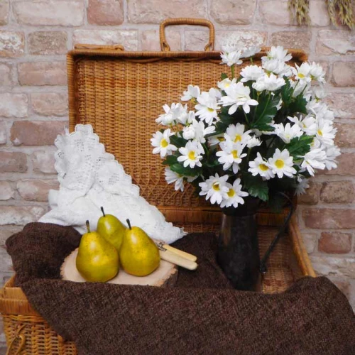 Silk Daisy Bunch White 49cm - D026 