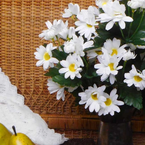 Silk Daisy Bunch White 49cm - D026 