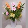 Artificial Hibiscus Flower and Bud Yellow 62cm - H048 