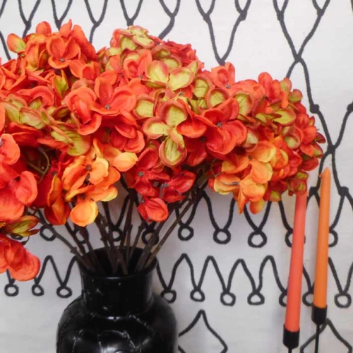 Artificial Hydrangeas Harvest Orange 62cm - H092 H4