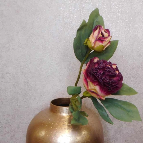 Antique Peony Burgundy 50cm | Faux Dried Flowers - P068 R1