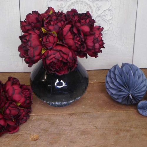 Artificial Peony Posy Burgundy 28cm - P232 N4