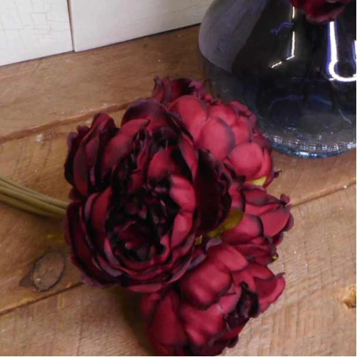 Artificial Peony Posy Burgundy 28cm - P232 N4