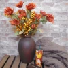 Antique Ruffled Poppy Burnt Orange 75cm | Faux Dried Flowers - P050 K3