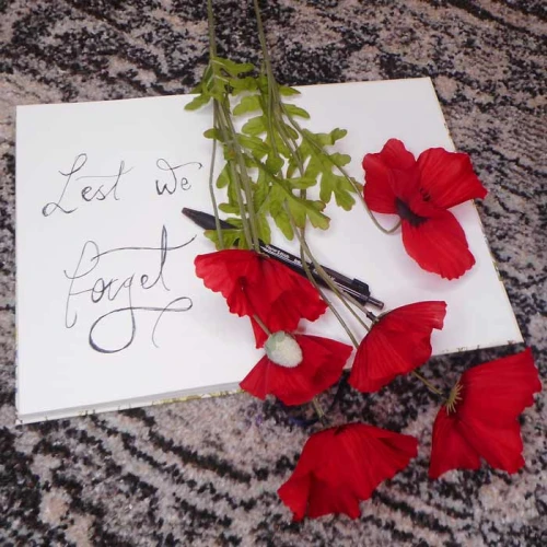 Silk Poppies Dark Red and Black 64cm - P006 J3