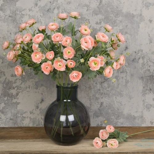 Faux Ranunculus Spray Peach 67cm - R203 O2