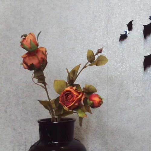 Antique Rose Spray Burnt Orange 64cm | Faux Dried Flowers - R239 N1