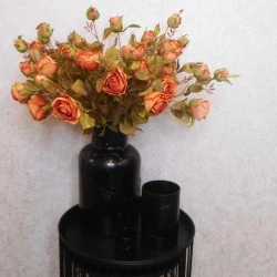 Antique Rose Spray Burnt Orange 64cm | Faux Dried Flowers - R239 N1