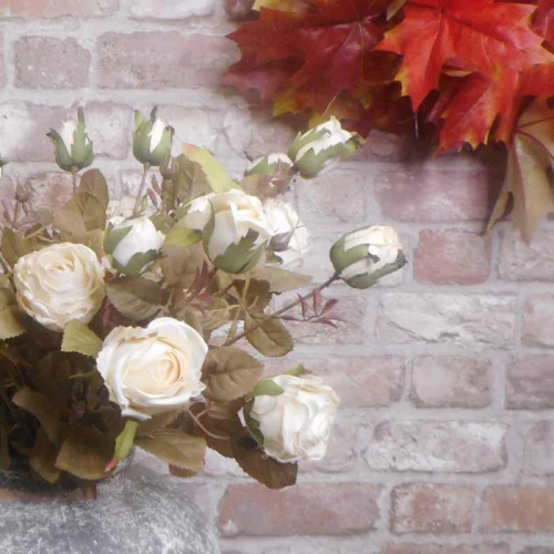 Antique Rose Spray Cream 64cm | Faux Dried Flowers - R234 HH2