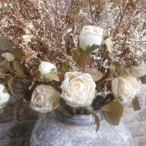 Antique Rose Spray Cream 64cm | Faux Dried Flowers - R234 HH2